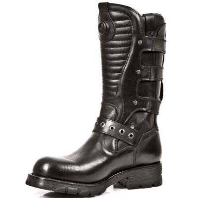 Botas moteras negras hebillas hombre
