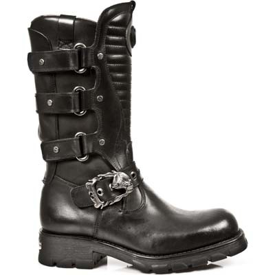 Botas moteras negras hebillas hombre
