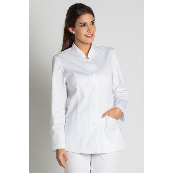 CHAQUETA BLANCA CUELLO MAO MANGA LARGA 