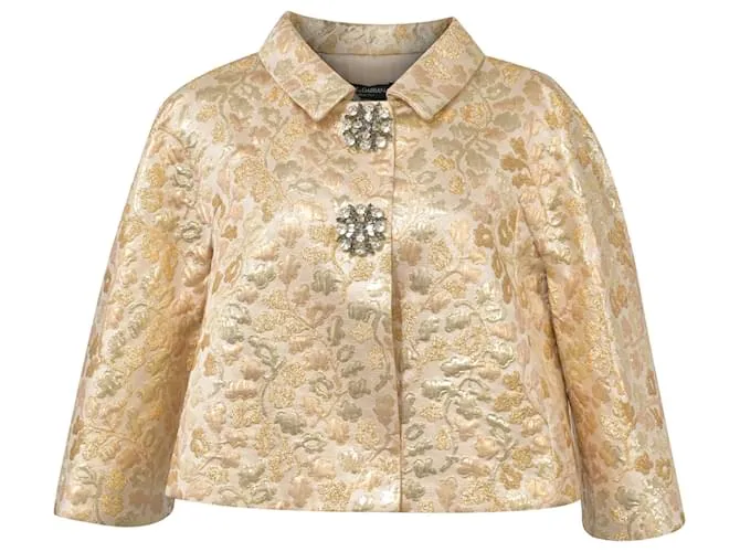 Chaqueta de brocado floral Dolce & Gabbana en acrílico dorado 