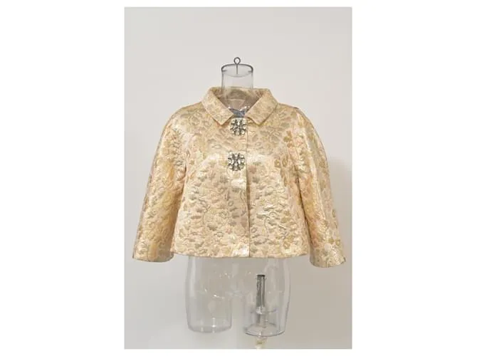 Chaqueta de brocado floral Dolce & Gabbana en acrílico dorado 