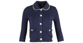 Chaqueta de cuello fruncido Love Moschino en algodón azul marino 