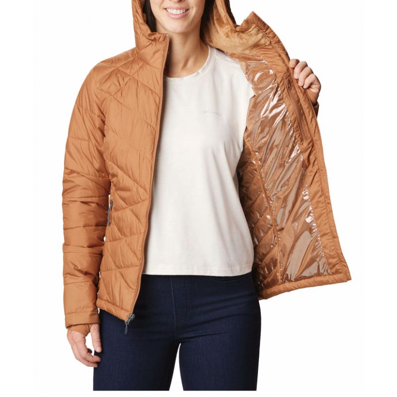 Chaqueta de plumón con capucha para mujer Columbia Heavenly (Camel Brown)