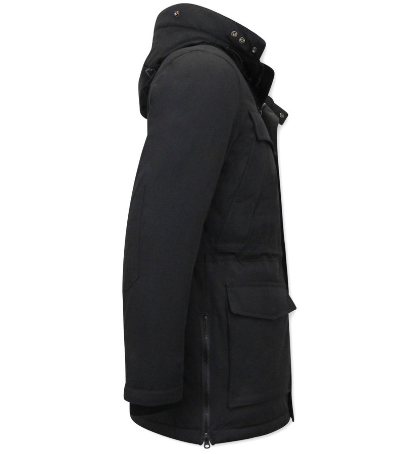 Chaqueta Parka Larga de Hombre con Capucha - 891 - Negro