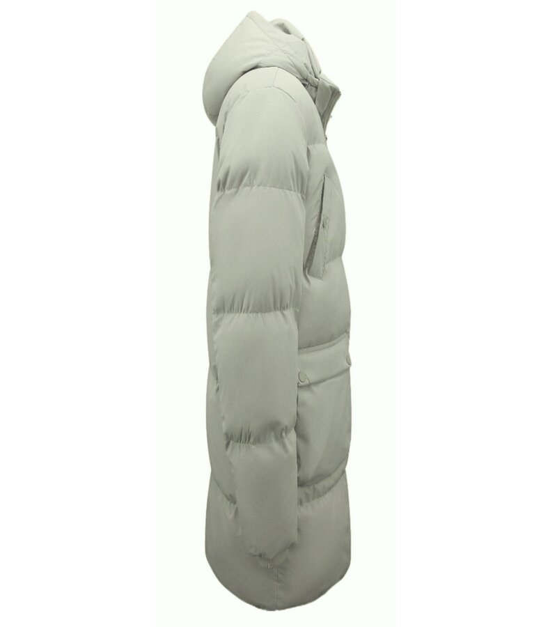 Chaqueta Parka Larga Fechada Hombre - 3361 - Crema/Blanco