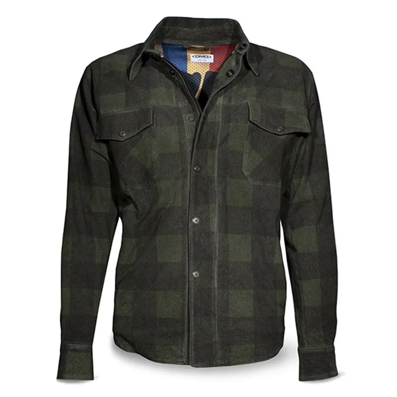 CHAQUETA SHIRT CHECK GREEN LEATHER MAN-DMD