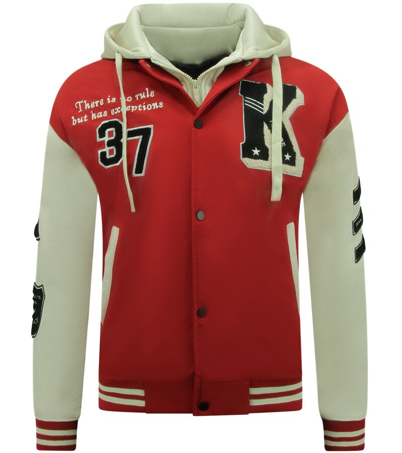 Chaqueta Universitaria Oversize Hombre con Capucha - 8630 - Rojo