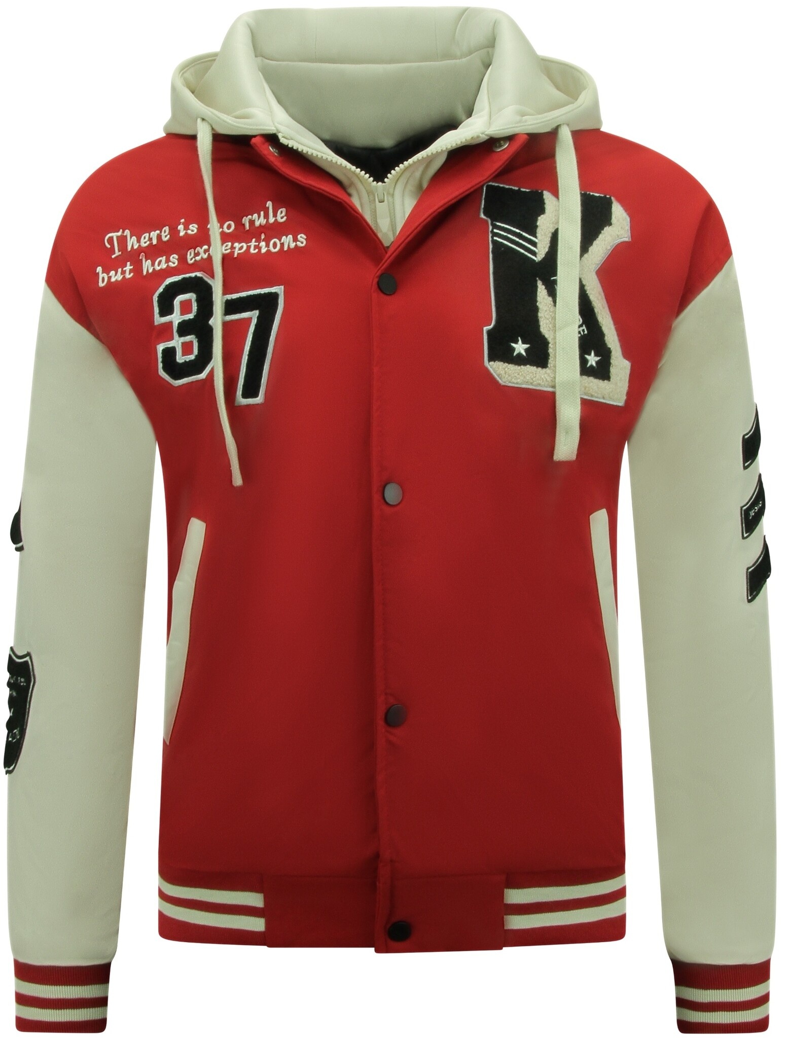 Chaqueta Universitaria Oversize Hombre con Capucha - 8630 - Rojo