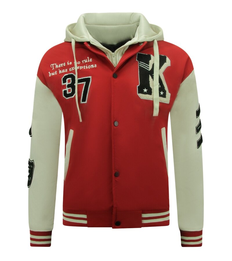 Chaqueta Universitaria Oversize Hombre con Capucha - 8630 - Rojo