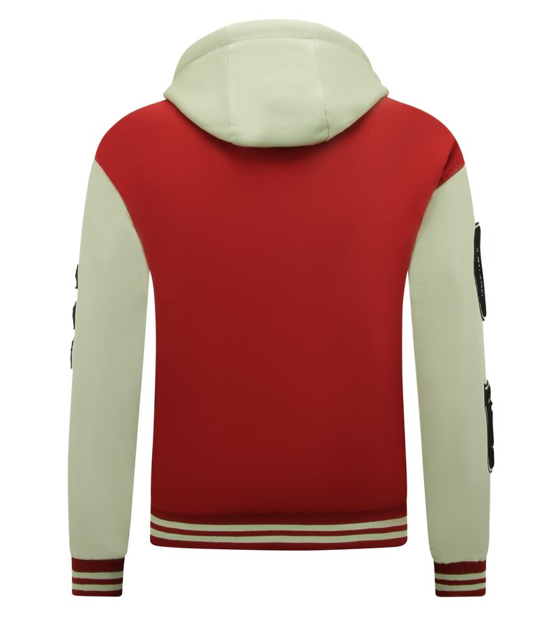 Chaqueta Universitaria Oversize Hombre con Capucha - 8630 - Rojo