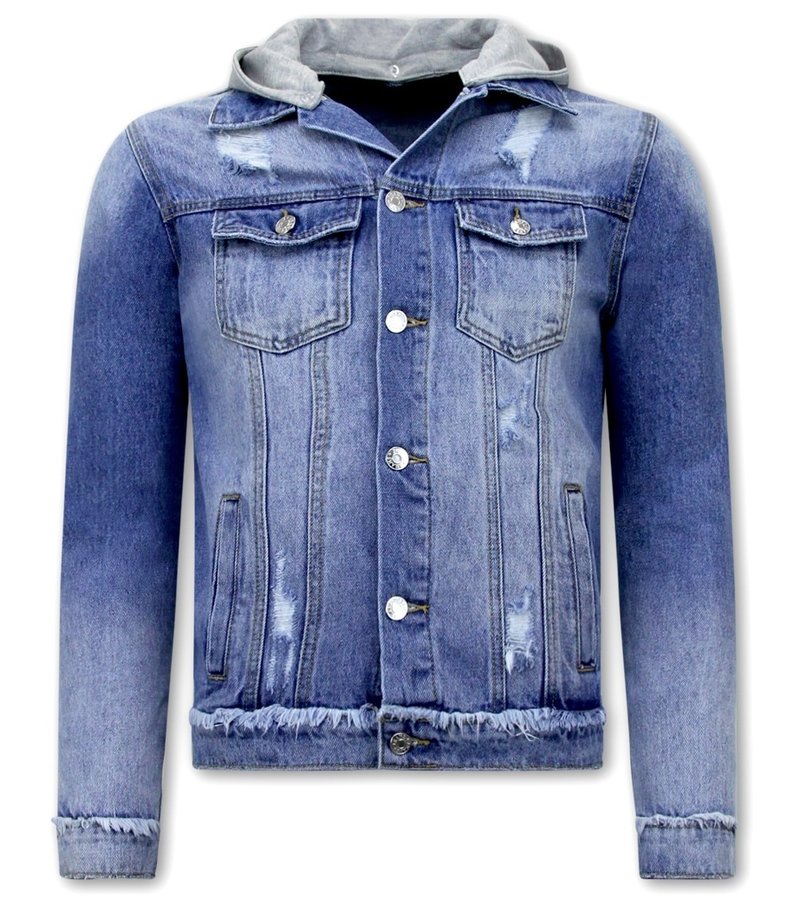 Chaqueta Vaquera Azul Hombre Con Capucha - RJ9031- Azul