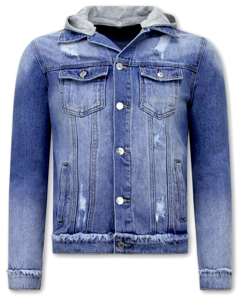 Chaqueta Vaquera Azul Hombre Con Capucha - RJ9031- Azul