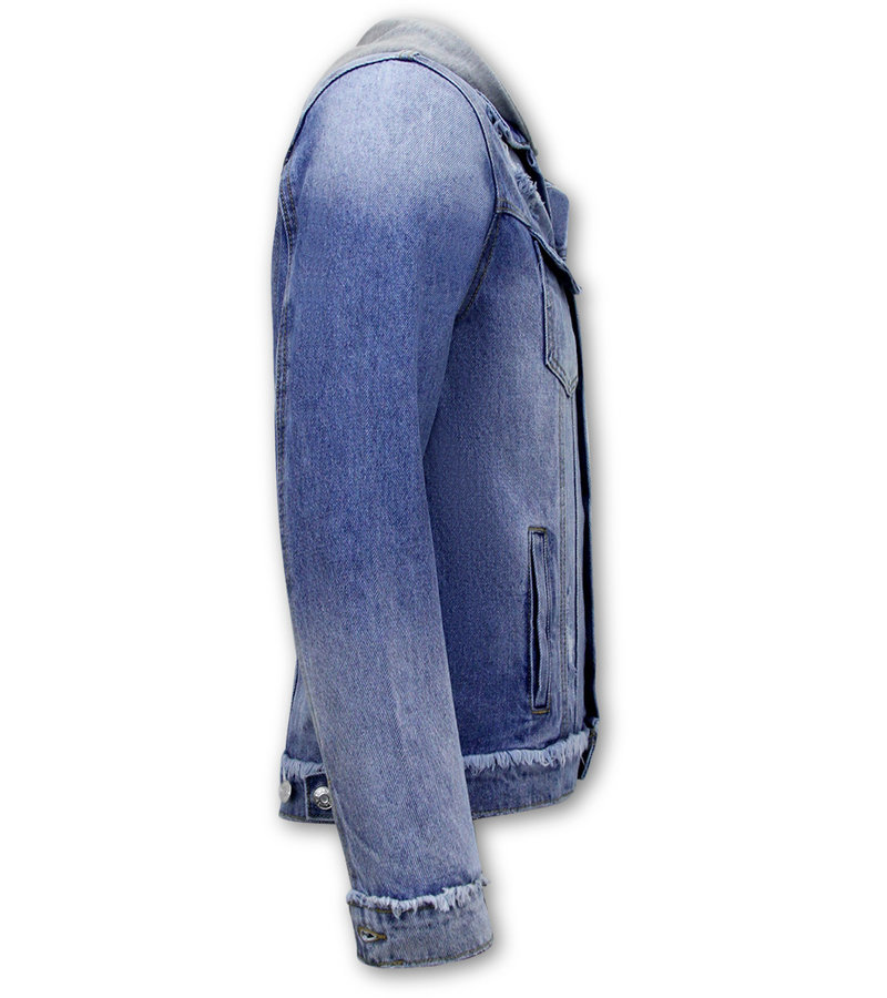 Chaqueta Vaquera Azul Hombre Con Capucha - RJ9031- Azul