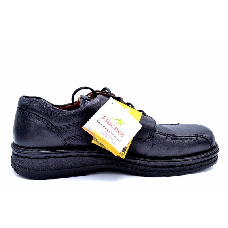 Fluchos 3532 negro | Zapato de piel con cordones horma ancha