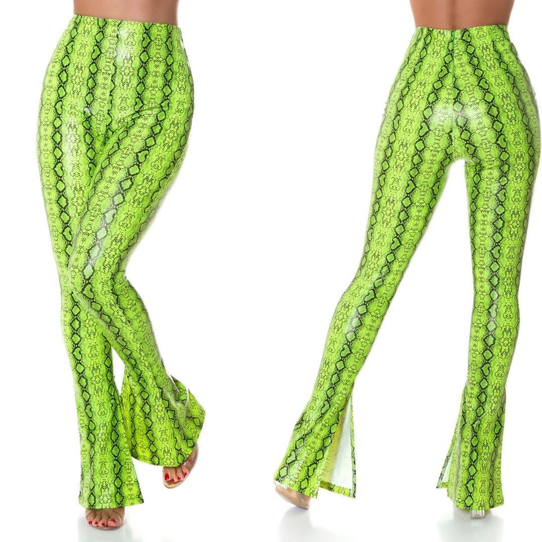 Pantalón Acampanado piel Serpiente Verde