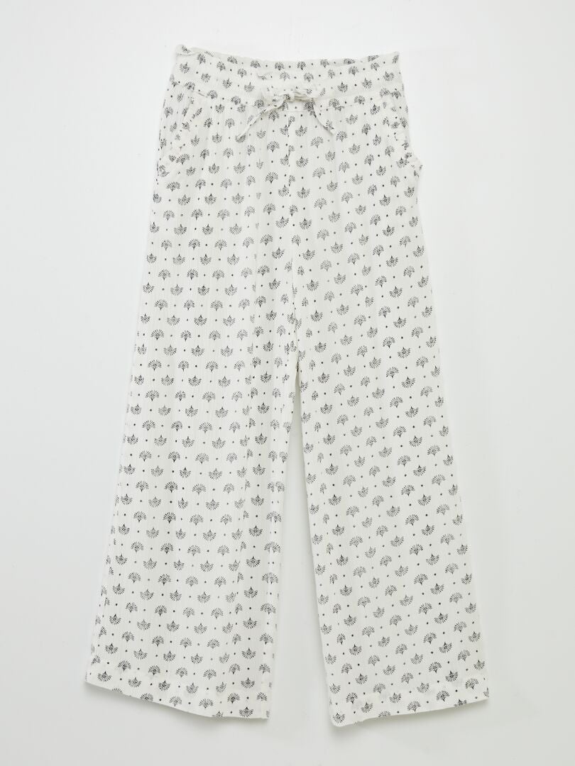 Pantalón ancho estampado de punto de crepé - BLANCO