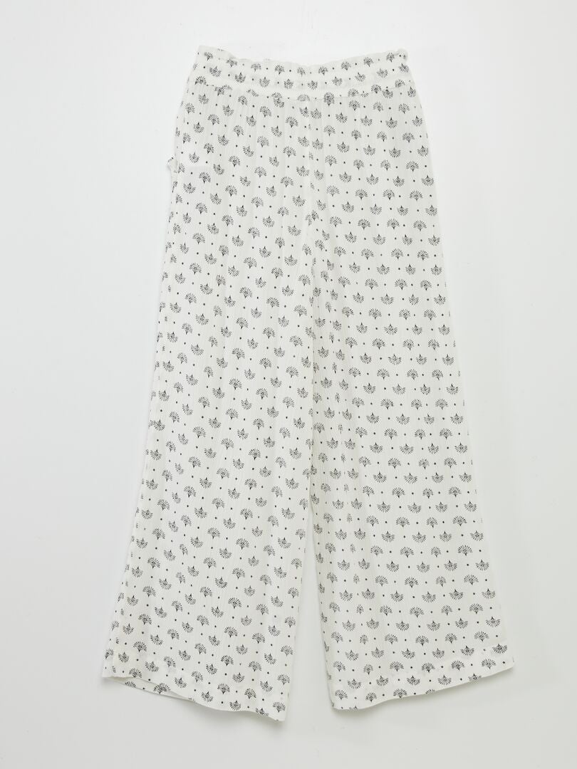 Pantalón ancho estampado de punto de crepé - BLANCO