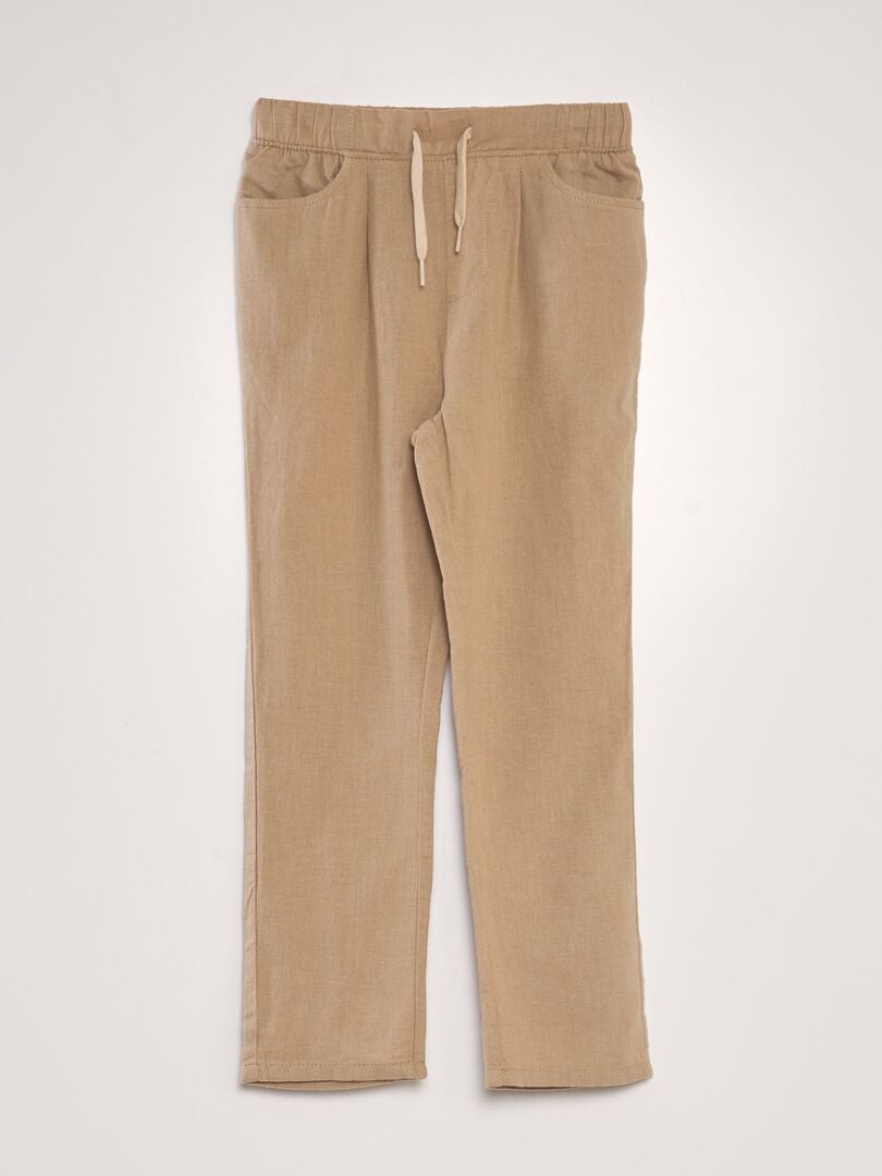 Pantalón chino de lino - BEIGE