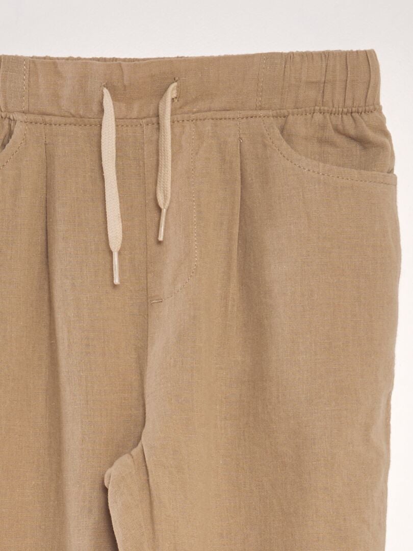 Pantalón chino de lino - BEIGE