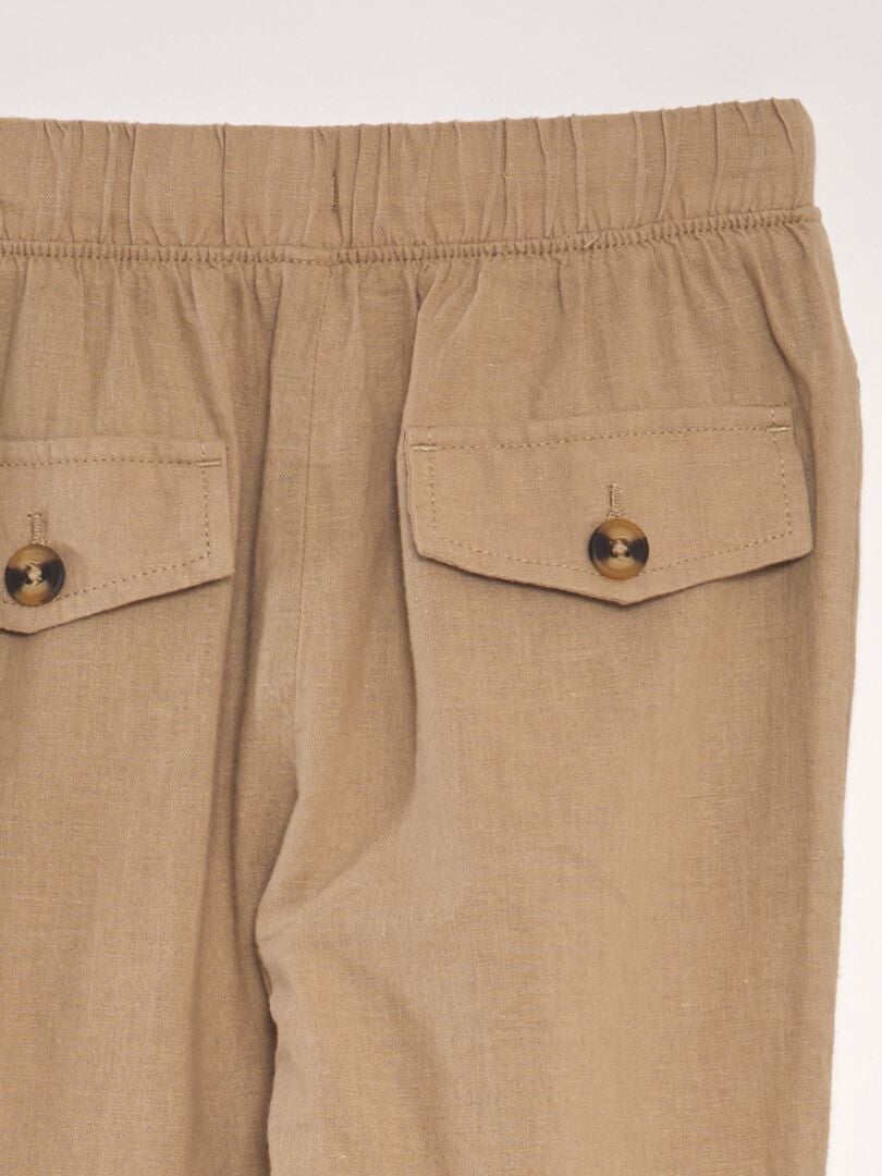 Pantalón chino de lino - BEIGE