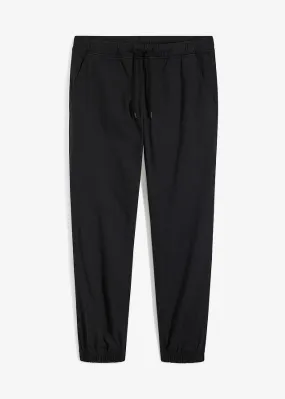 Pantalón elástico tipo chino de corte holgado con pernera recta Negro