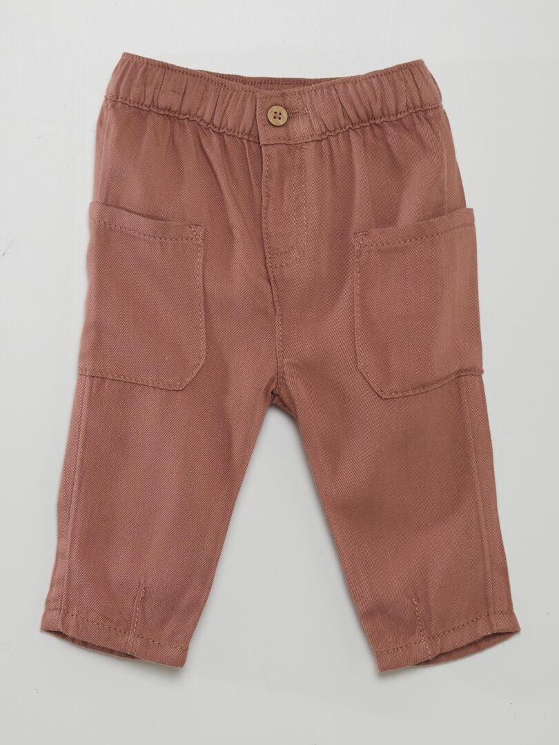 Pantalón fino con múltiples bolsillos - MARRON