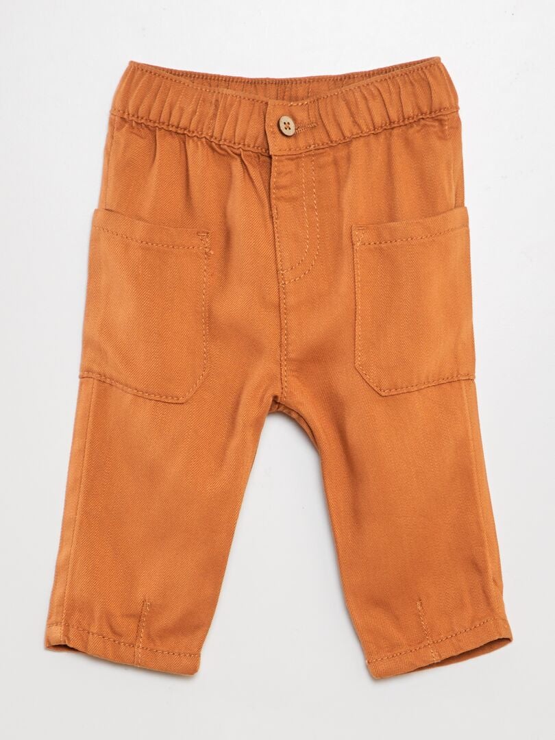 Pantalón fino con múltiples bolsillos - NARANJA