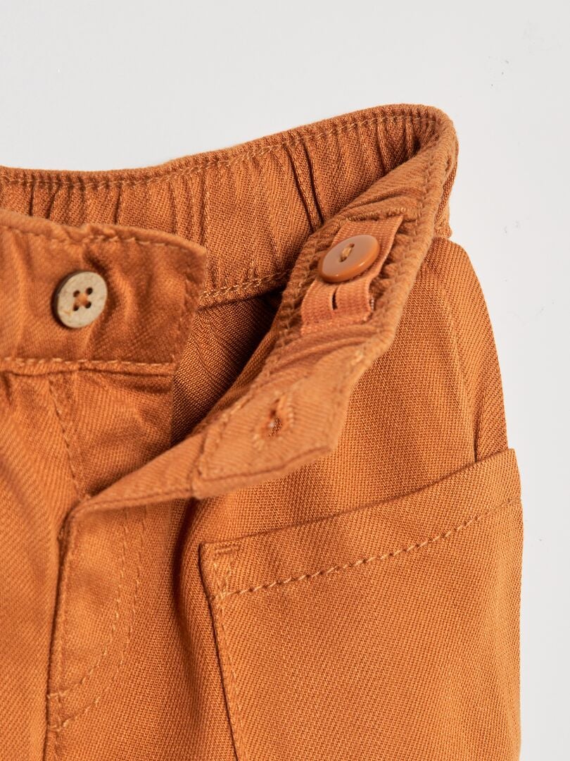 Pantalón fino con múltiples bolsillos - NARANJA