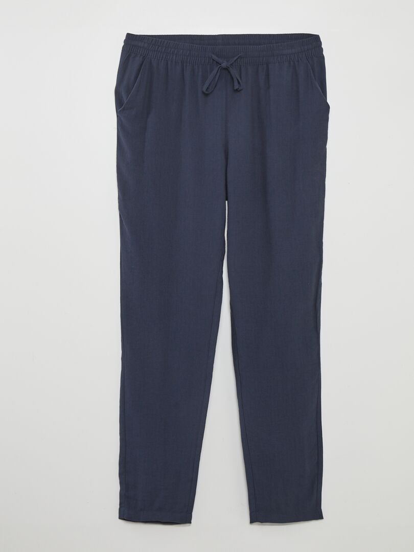 Pantalón vaporoso con cintura elástica - AZUL