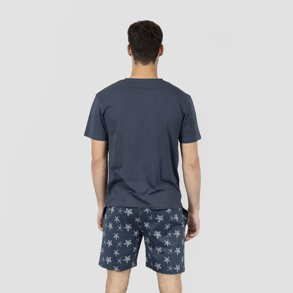 Pijama corto algodón hombre Starfish azul marino