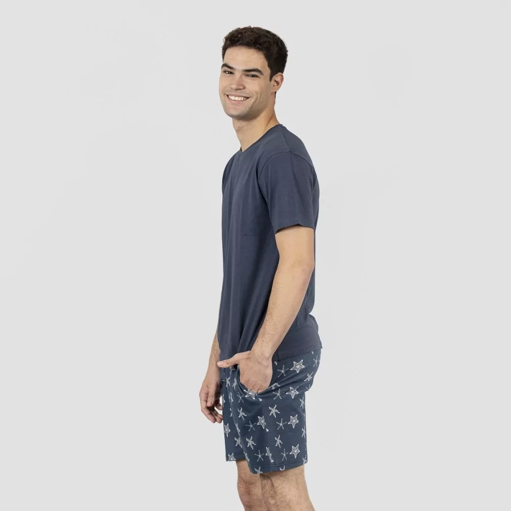 Pijama corto algodón hombre Starfish azul marino