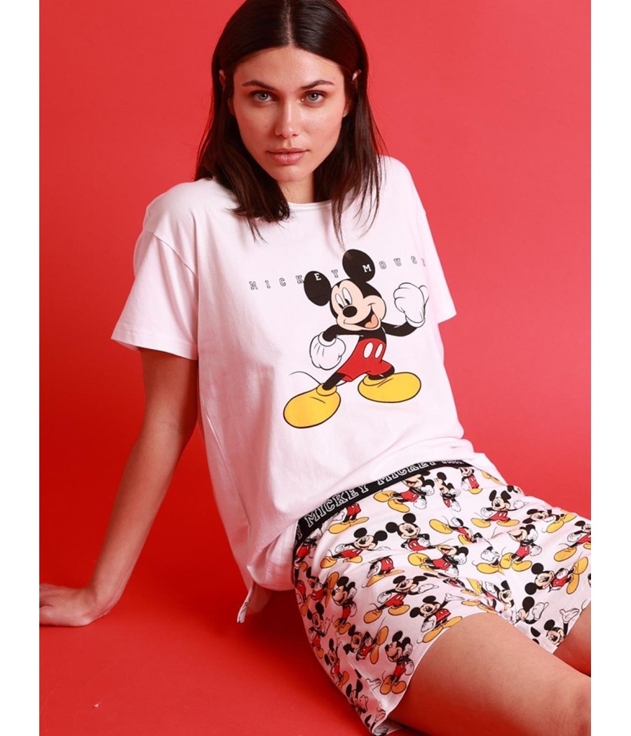 Pijama mujer verano Disney Mickey manga corta algodón