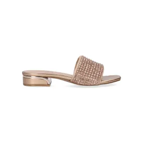 SANDALIA PLANA EXÉ MARA-807 STRASS PINK GOLD