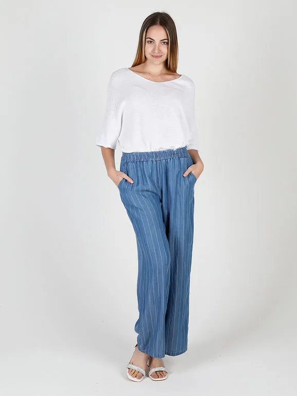 Solada Pantalón ancho de mujer efecto denim