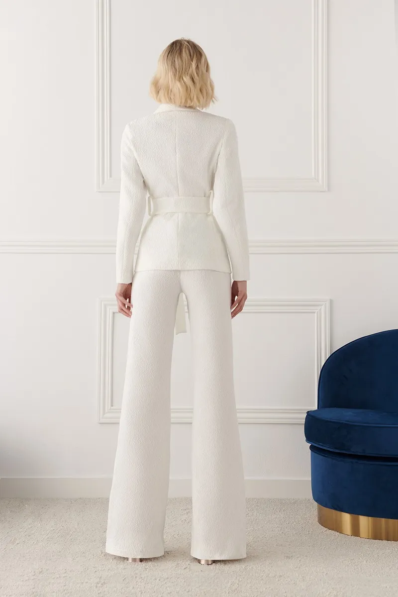 Traje chaqueta brocado blanco Nadine