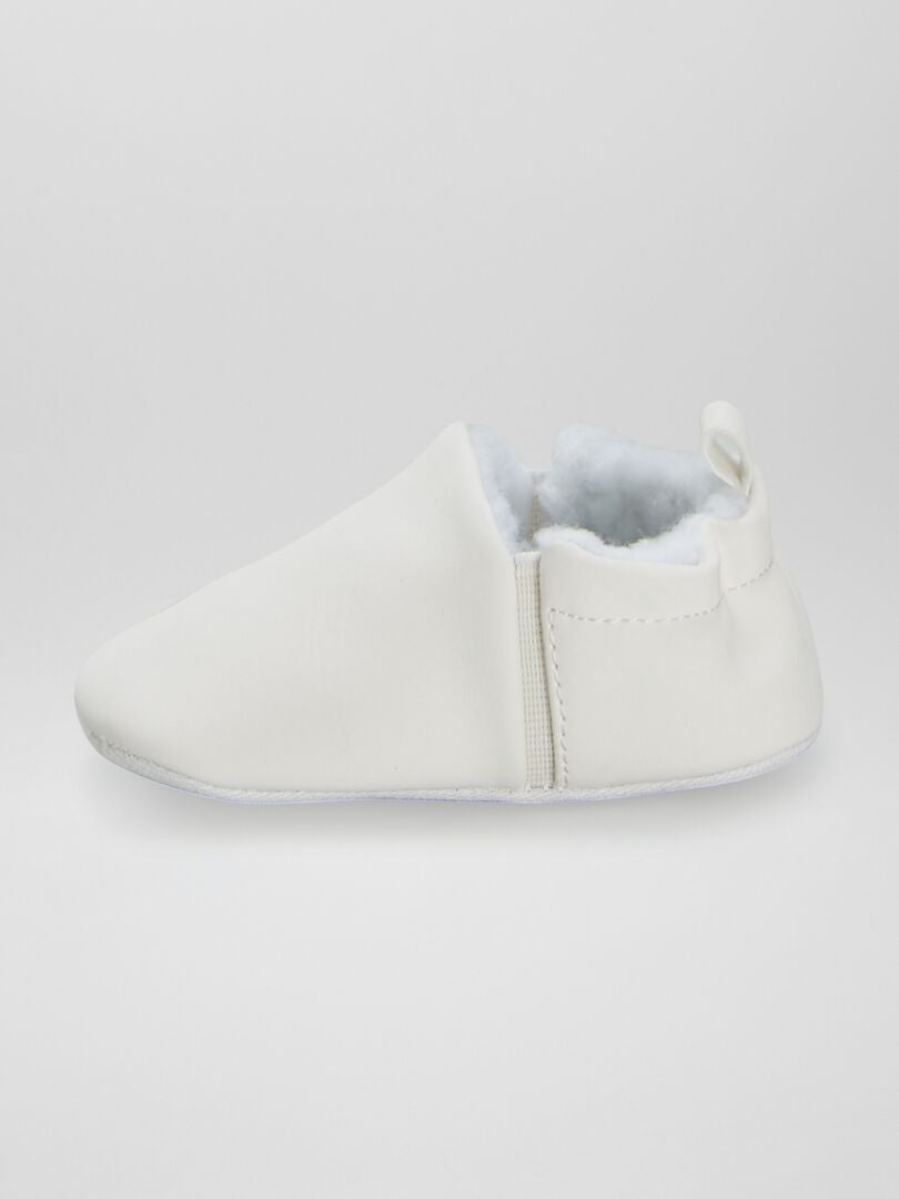 Zapatillas de casa de antelina con pelo - blanco