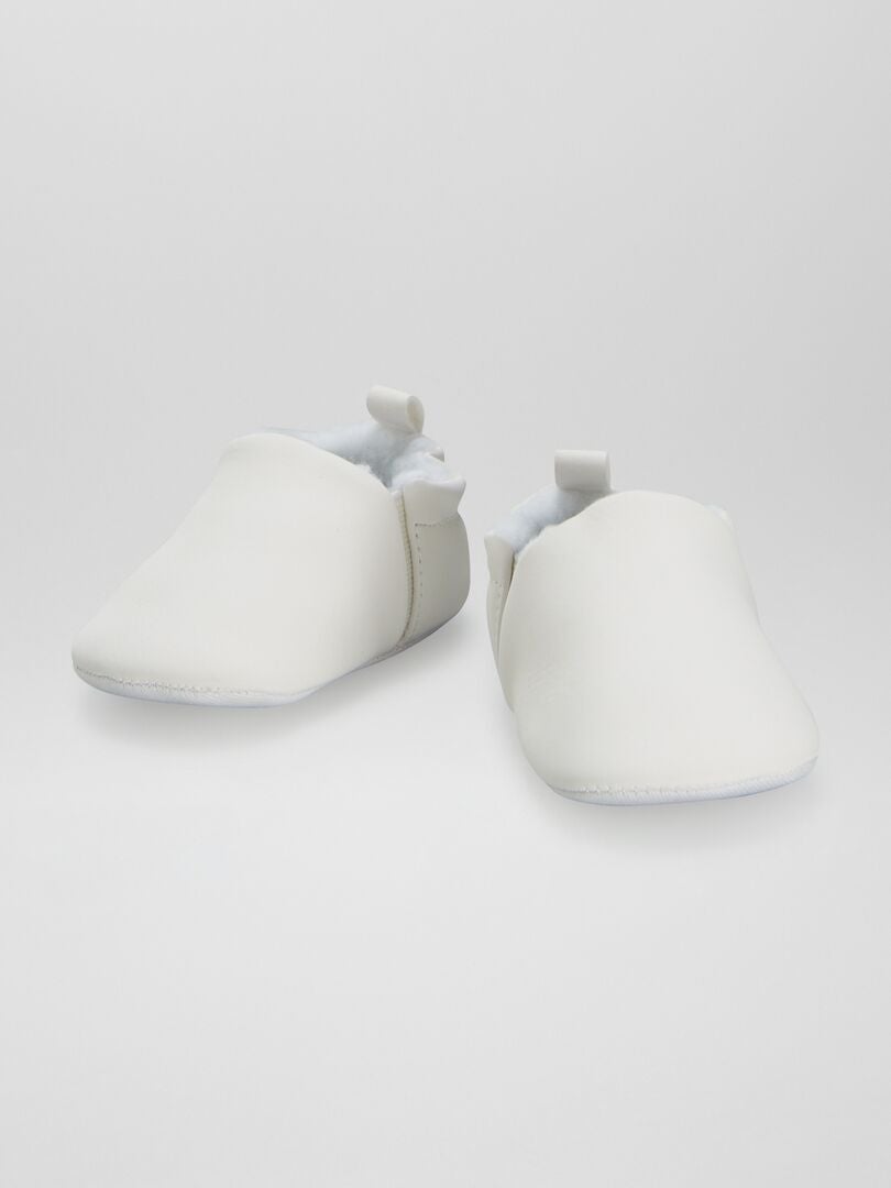 Zapatillas de casa de antelina con pelo - blanco