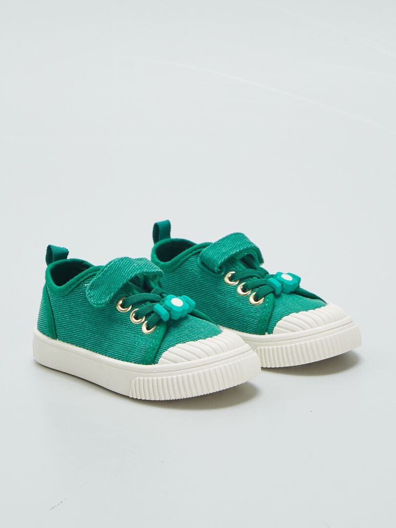 Zapatillas deportivas de tela con velcros - VERDE