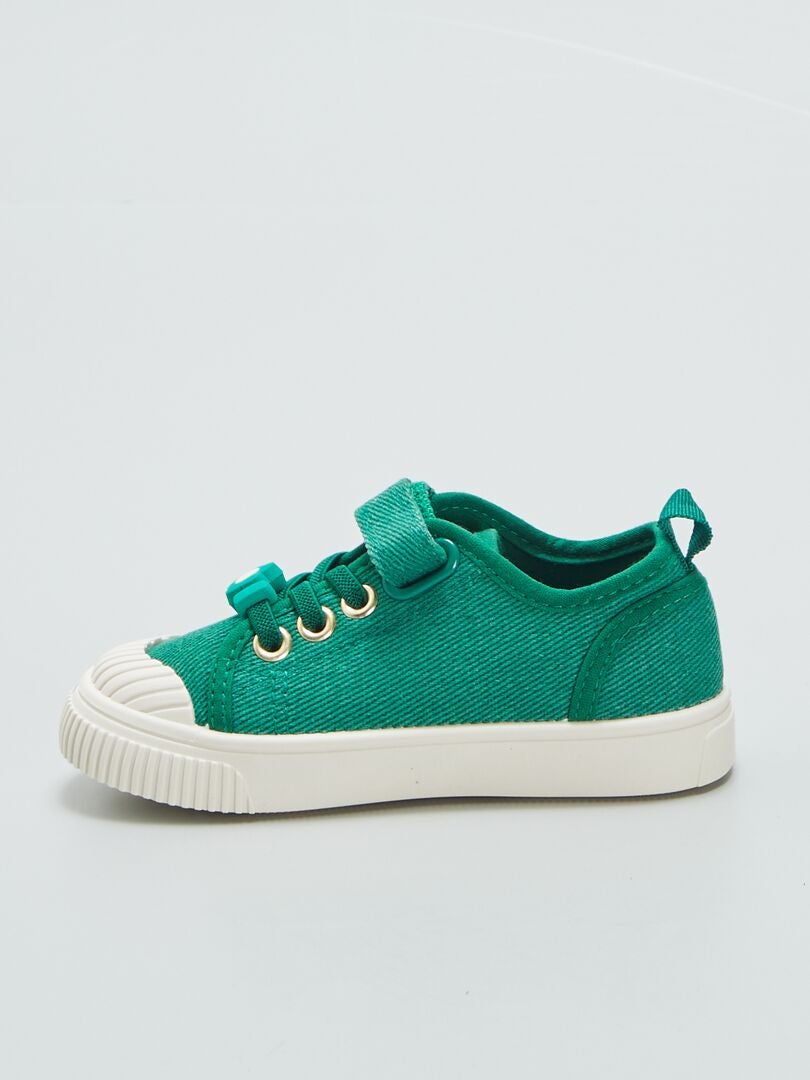 Zapatillas deportivas de tela con velcros - VERDE