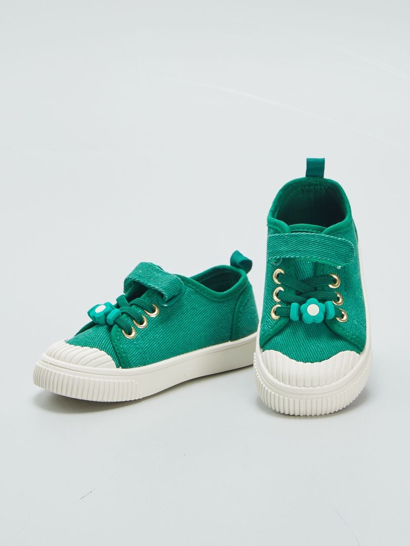 Zapatillas deportivas de tela con velcros - VERDE