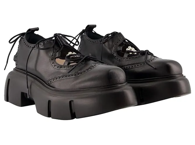 Zapatillas Ghillie Brogue - Simone Rocha - Cuero - Negro 