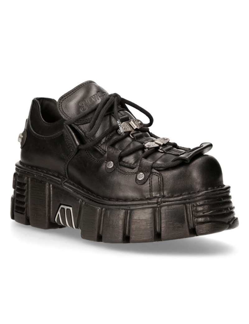 ZAPATOS NEGROS DE PIEL CON PLATAFORMA DE NEWROCK