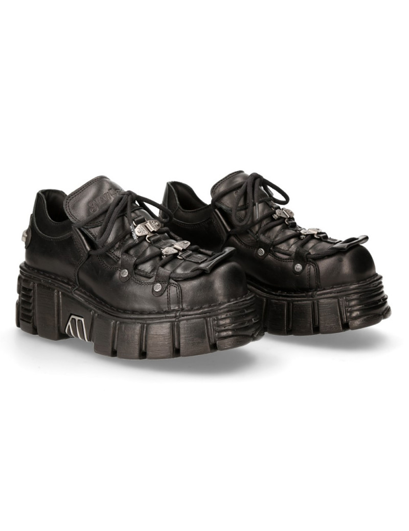 ZAPATOS NEGROS DE PIEL CON PLATAFORMA DE NEWROCK