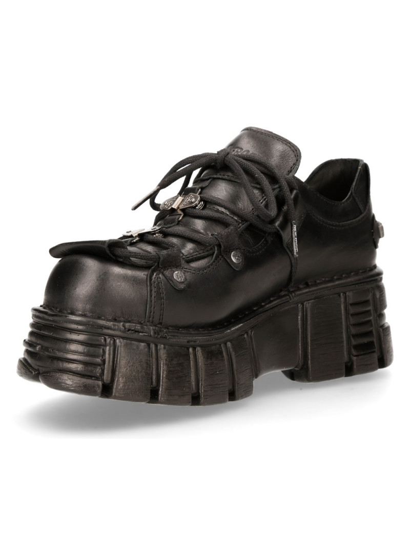 ZAPATOS NEGROS DE PIEL CON PLATAFORMA DE NEWROCK