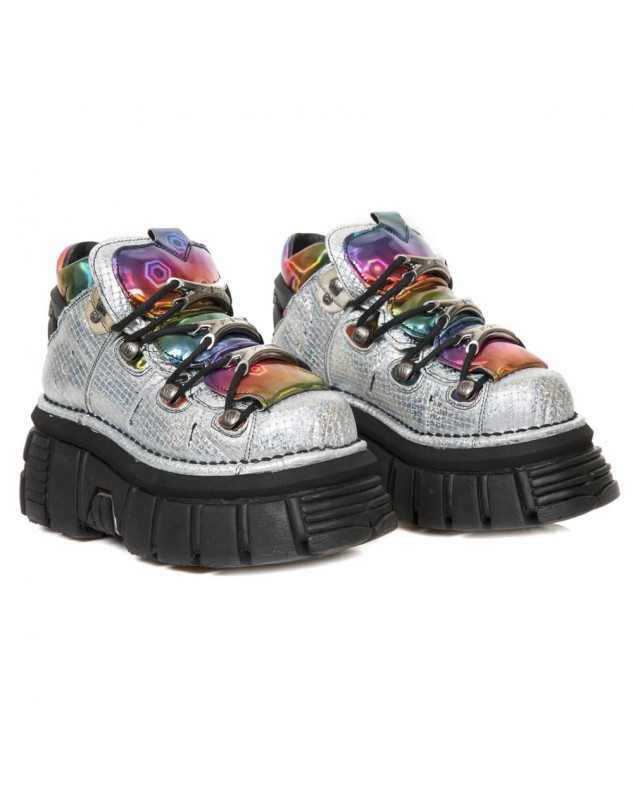 Zapatos plataforma newrock multicolor gris